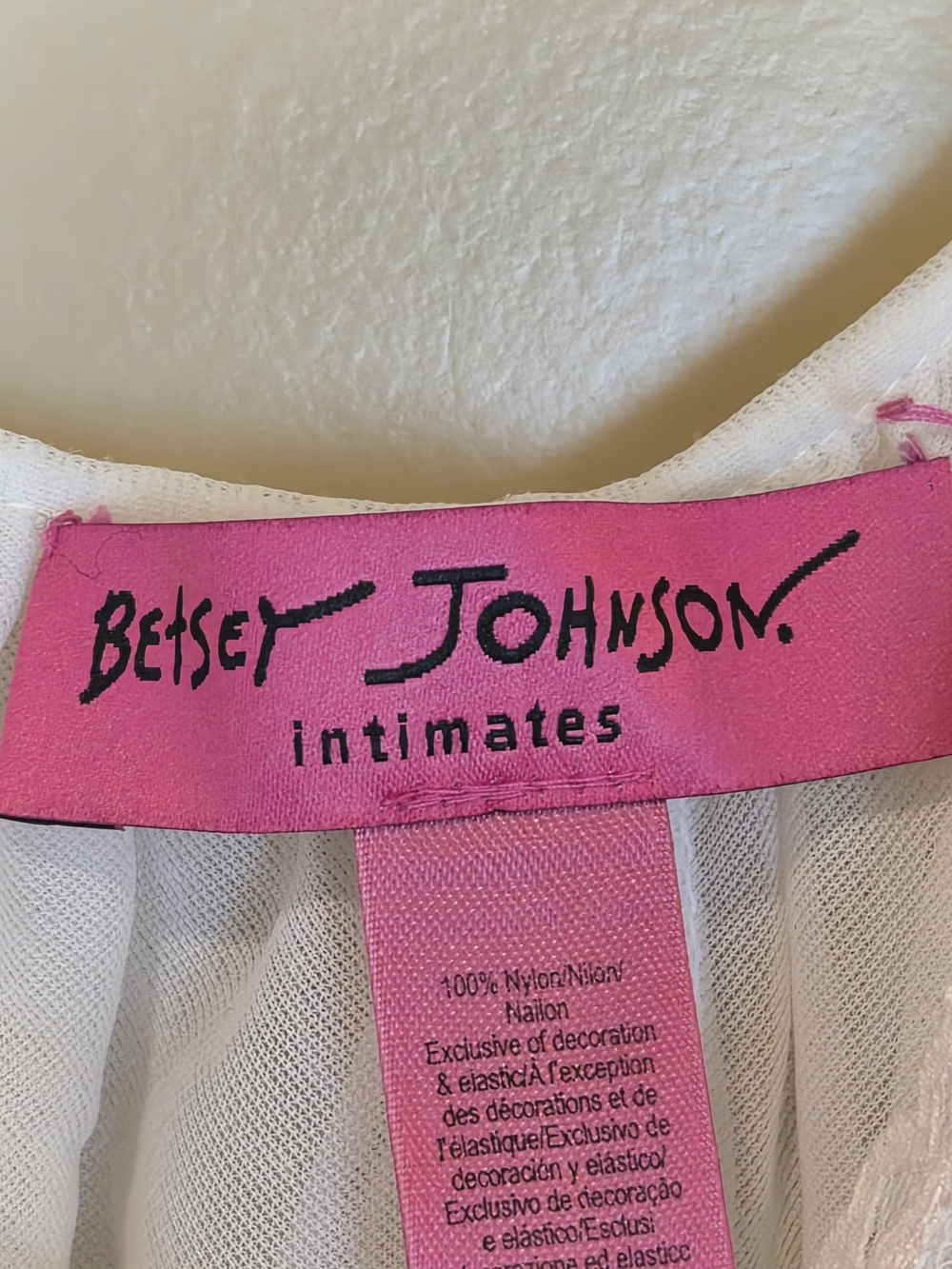 Betsey Johnson Y2K White Chiffon Chemise with Pink Lace Trim Sabrina Carpenter - Picture 4 of 7